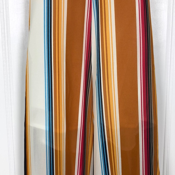 STRIPE PRINT HALTER OPEN BACK PALAZZO JUMPSUIT - Picture 8 of 8